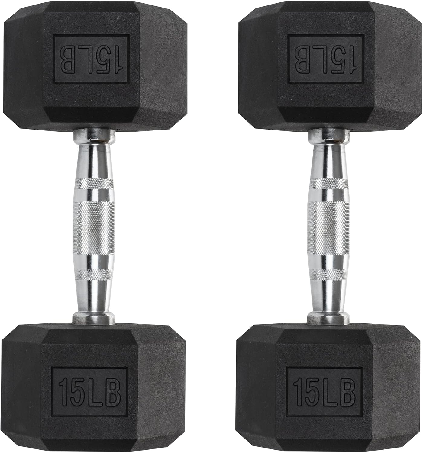 Home Gym Options - ホームジムトレーニング用品 - 高耐久性PVCコーティング六角ダンベル（クローム仕上げ）、3ポンドから50ポンドのオプション、ペア販売
