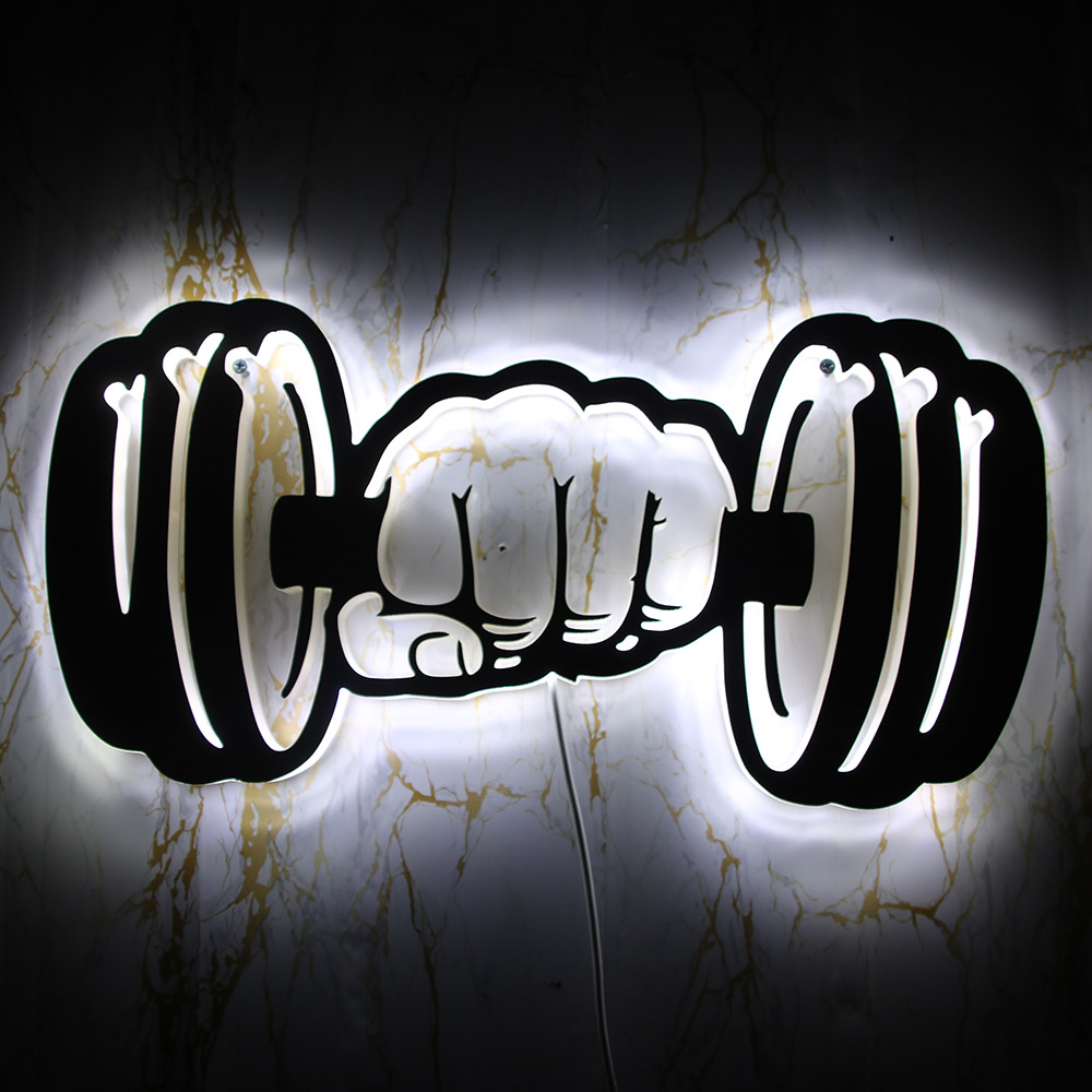 Home Gym Dumbbell Workout - 強力なledウォールランプ,ダンベル,ホームジムサイン,ワークアウトルーム,装飾,アートワーク,manvcave,フィットネスエンブレム