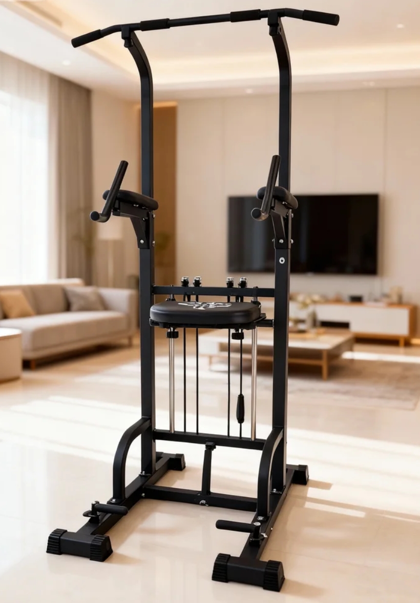 Pull Up Bar Tower - パワータワー プルアップディップステーション 450LBS ホームジム 筋力トレーニング器具 安定したプルアップバー付き