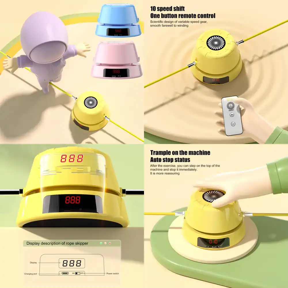 Home Gym For Kids - WAP01 スマート電動縄跳びマシン 自動ジャンプカウンター リモコン付き LEDディスプレイ 家庭用ジム