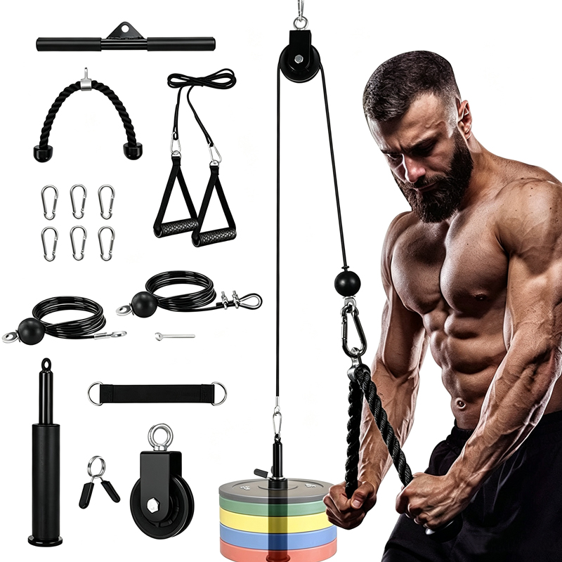 Home Gym Diy Pulley System - DIYホームジムコンプリートキット、静音ステンレススチールケーブルプーリーシステム（ラットプルダウン、ローロウ、チェストフライの筋力トレーニング用）