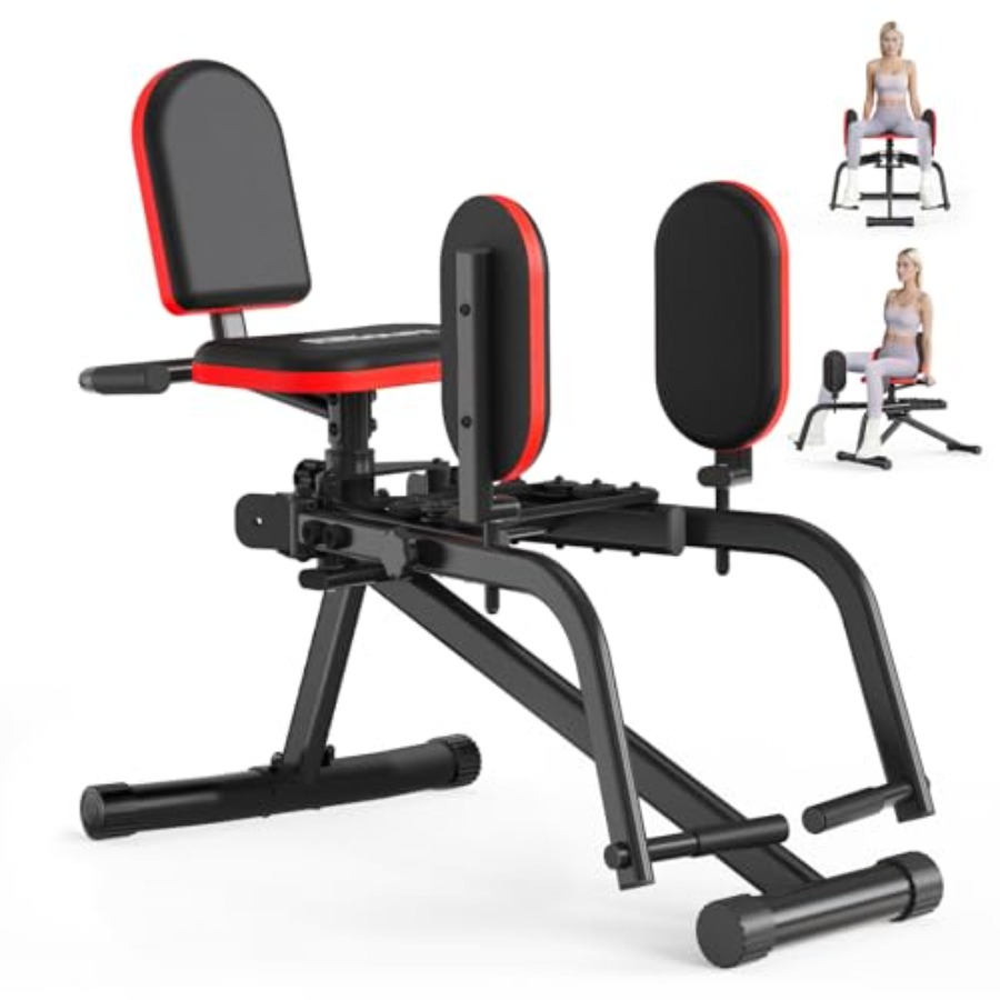 Home Gym Resistance - ホームジム用ヒップアブダクター・アダクターマシン、スチールフレーム、ブラック、内側/外側太もも・臀筋トレーニング用6段階抵抗、プラッシュパッド付き