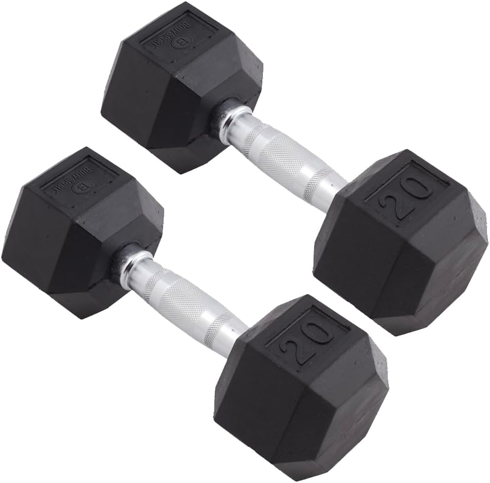 Home Gym Dumbbell Workout - ラバーコーティング六角ダンベルを使ったホームジム筋力トレーニング、全身ワークアウトに最適