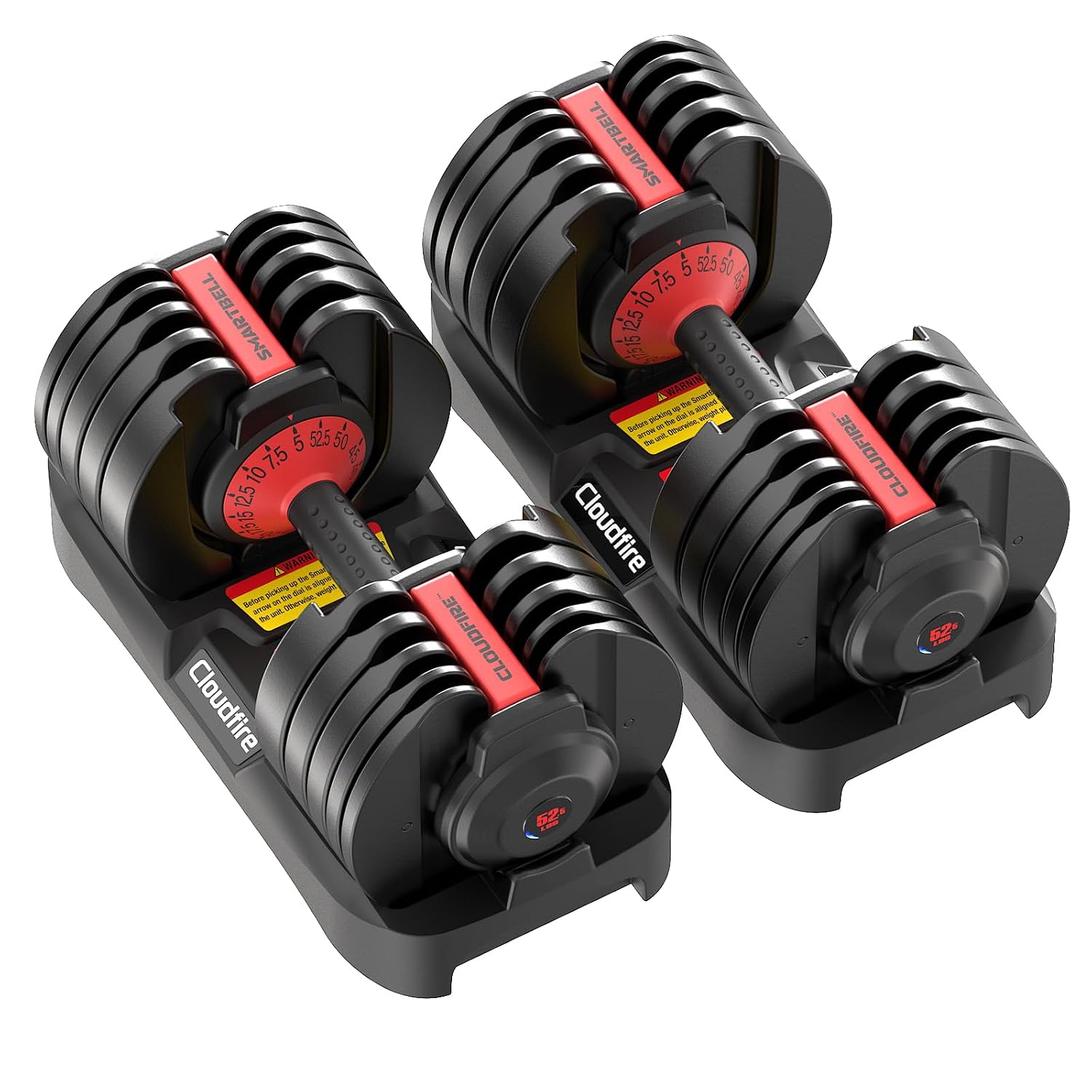 Home Gym Dumbbell Workout - 調整可能なダンベルセット 52.5/25ポンド 15/9ウェイト 安全ロックシステムと滑り止めハンドル付き ホームジムワークアウト用 カスタマイズ可能