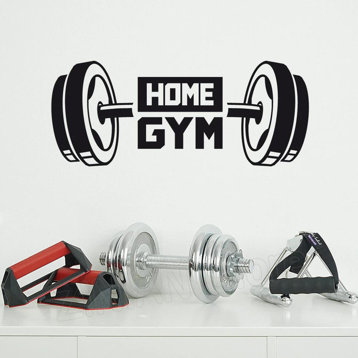 Home Gym Aesthetic - ホームジムの装飾用ウォールステッカー,ダンベル,ビニール,壁の装飾,バーベル,ガレージ,タトゥー,壁紙,a705