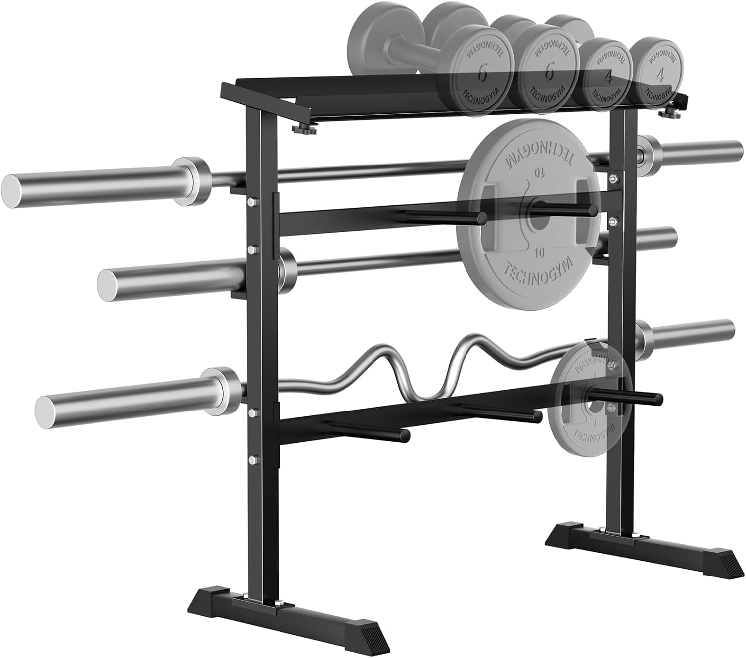 ホームジム筋力トレーニングウェイト収納ラック - 金属製、黒 - Home Gym Usa のレビューと価格