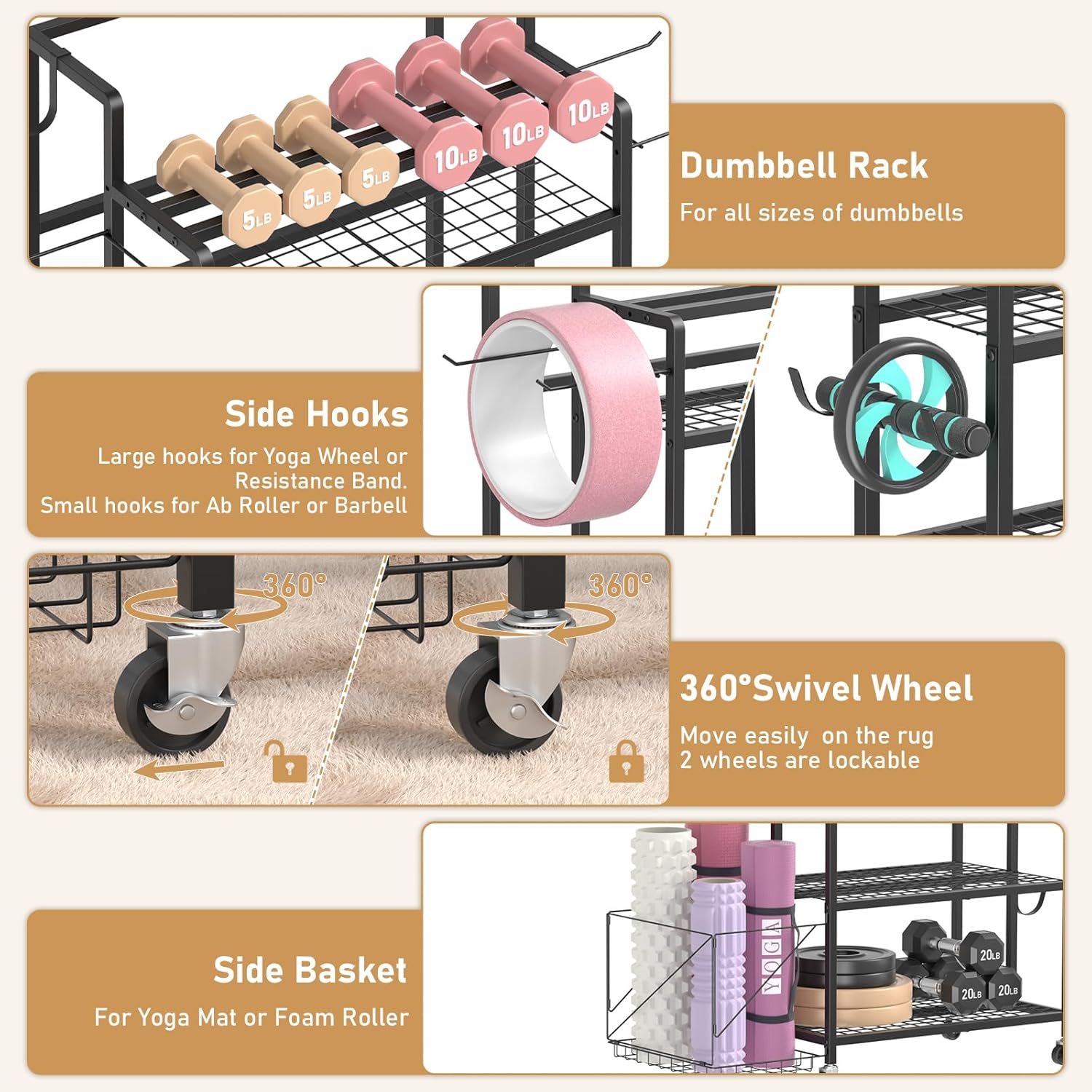 ホームジム収納、材質・色指定なし、ダンベル、ケトルベル、トレ - Home Gym Usa のレビューと価格