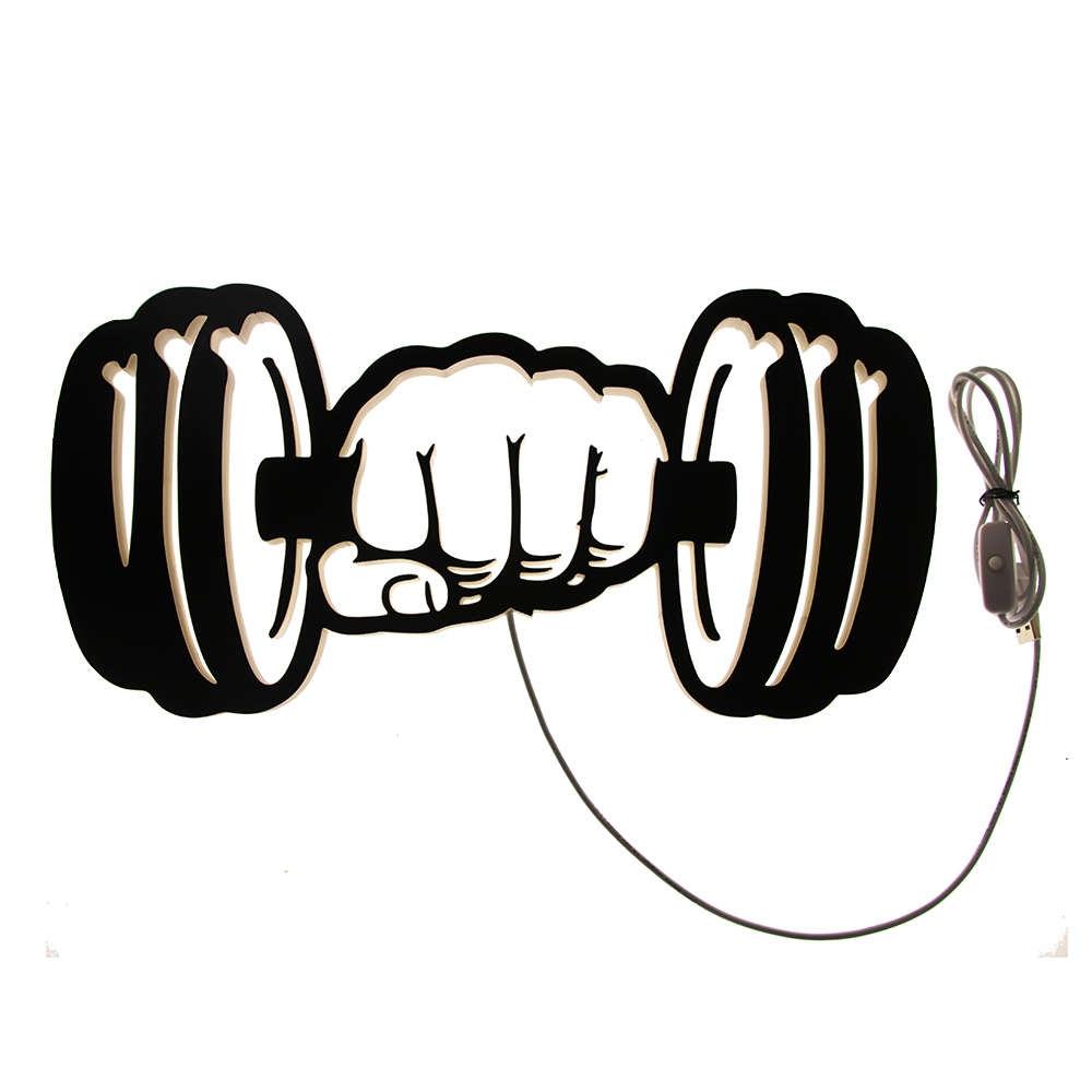 強力なledウォールランプ,ダンベル,ホームジムサイン,ワー - Home Gym Dumbbell Workout のレビューと価格