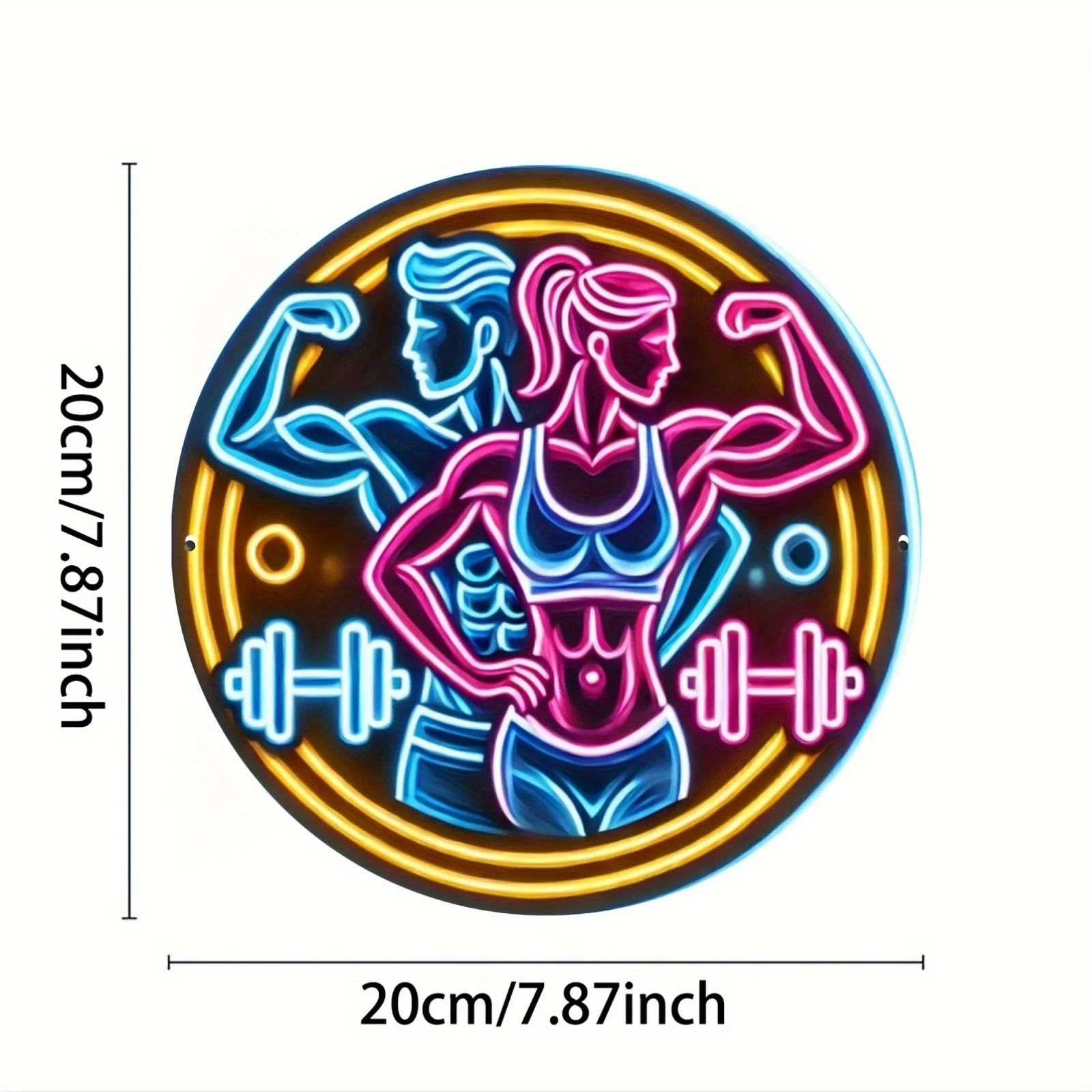 2D メタルサインフィットネスジムネオンサイン男性女性ボディ - Home Gym Dumbbell Workout のレビューと価格