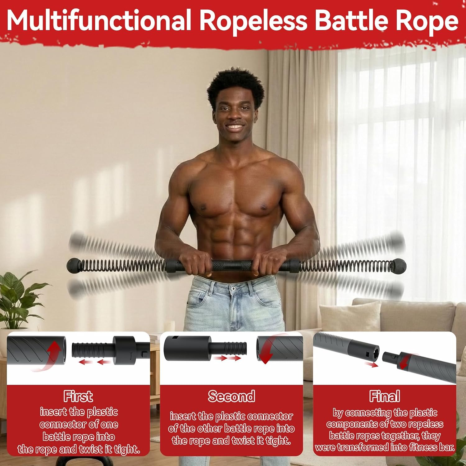 2-in-1アップグレード版コードレスバトルロープパワーツイ - Home Gym Resistance のレビューと価格