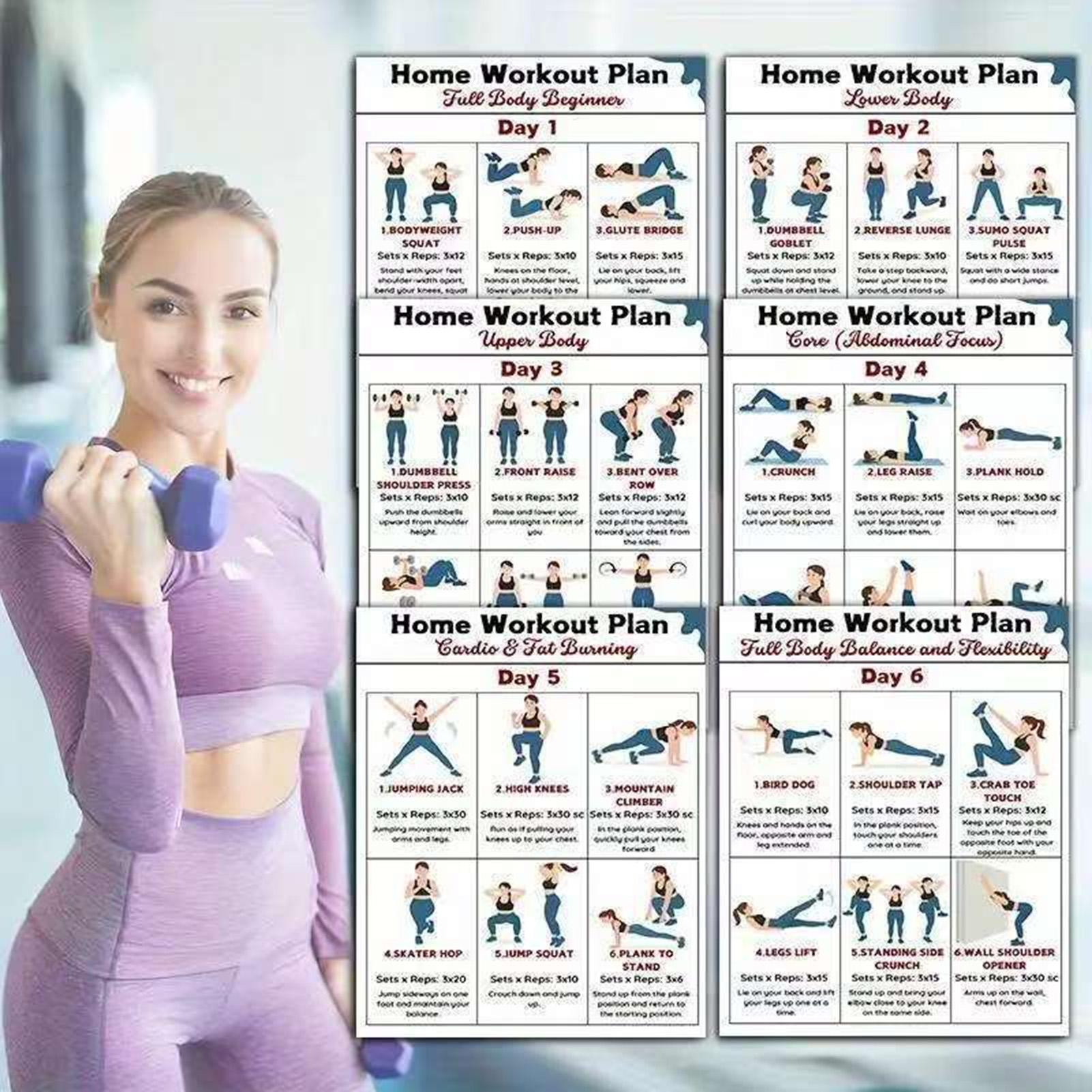 6個入り ヨガダンベル ストレッチ ワークアウトポスター ワ - Home Gym Dumbbell Workout のレビューと価格
