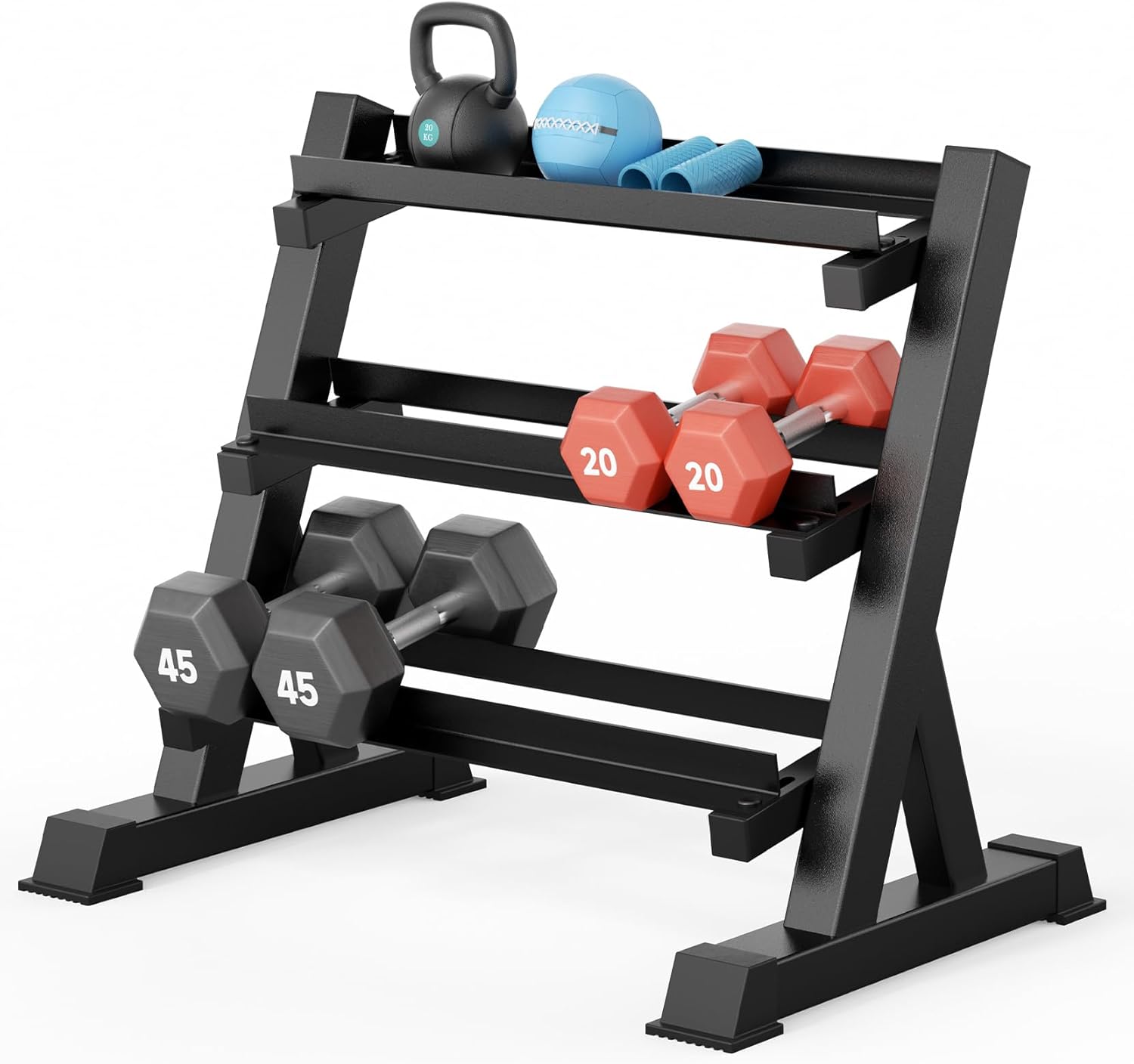 ホームジムダンベルラック、3段＆5段、コンパクト、耐荷重11 - Home Gym Usa のレビューと価格